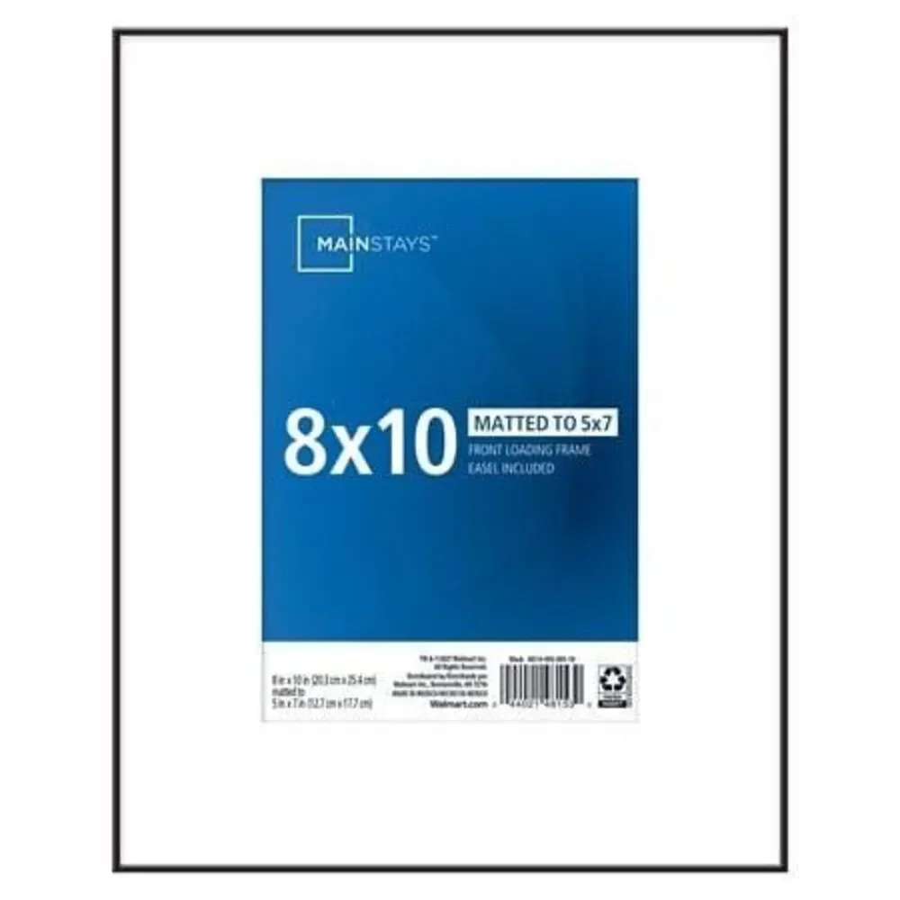 Mainstays 8x10 Matted to 5x7 Front Loading Picture Frame - Black with Free Shipp